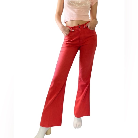 Vintage Levis for Gals Sta-Prest Big E White Tab RARE Retro 60s 70s Flared Pants - Picture 1 of 16